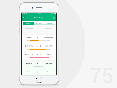 Day 75 - Football Application 100dayuichallenge football app green ui ios app progress bar tabs ui