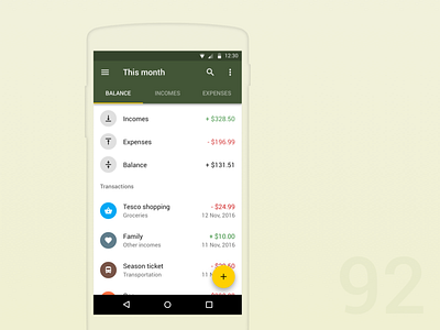 Day 92 - Statement 100dayuichallenge android finances material design money manager app statement wallet