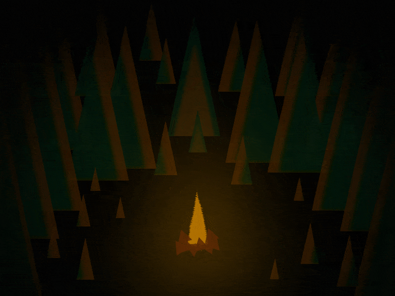 Night in the woods • Day004 • 365 Days of Motion 365 daily challenge 365 days of motion 365challenge after affects animation camp fire camping design fire forest hiking illustration nature night outdoor pine tree tree vector wood burning woods