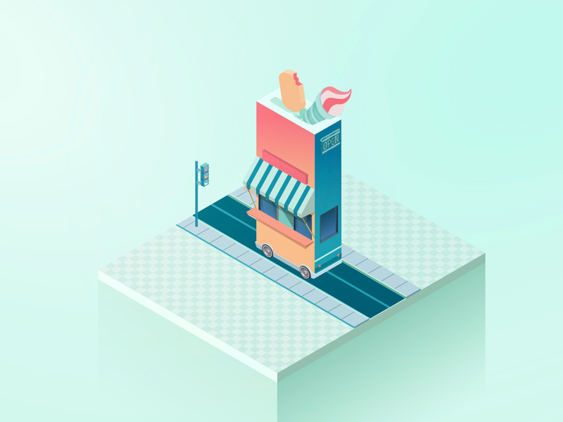 36 Days I green helados carrito semáforo road ice-cream letters type typography isometric alphabet