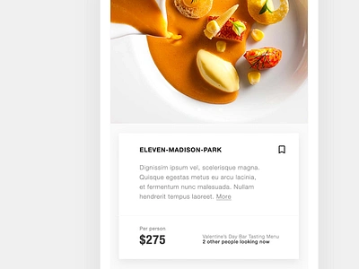 Eleven Madison Park agenda colors diary flat food mobile ui ux white