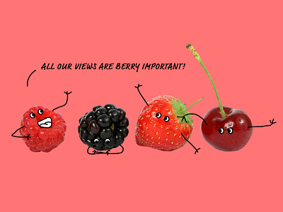 Editorial graphic: dealing with clients 06 berries berry blog graphic characters cute editorial expression fruit funny puns stick art stick figures