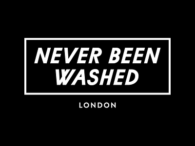 Never Been Washed black branding clean logo simple slug and bull t shirt white
