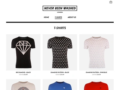 Never Been Washed E-Commerce black branding clean e commerce simple slug and bull t shirts ui web design website white