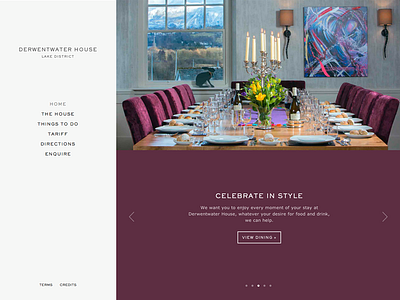 Derwentwater House accommodation colour luxury minimal photography responsive slider slug and bull ui web design website