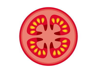 Tomato cross section flat fruit icon red series tomato vector