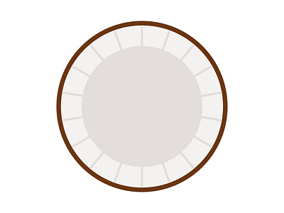 Coconut brown cross section flat fruit grey icon series vector white