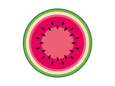 Watermelon cross section flat fruit green icon pink series vector watermelon