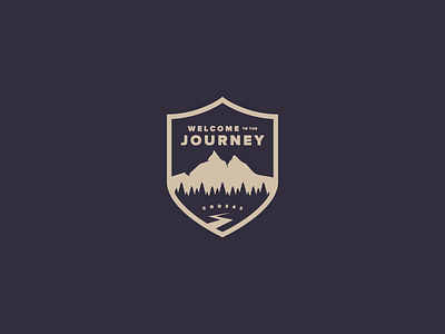 Journey Badge badge journey logo mountains negative space river tree welcome