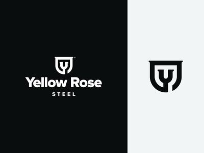 Yellow Rose Steel abstract badge construction fabrication flower letter y line logo logomark mark monoline steel yellow yellow rose