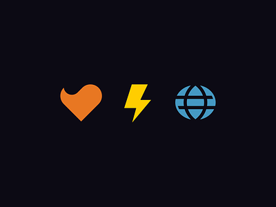 WIP Icon Set bolt branding branding design earth flame globe heart icons icons set illustration lightning minimal