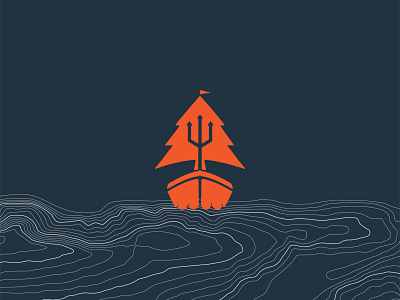All Pro Landscapes boat branding design icon illustration logo logomark ocean poseidon seattle tree