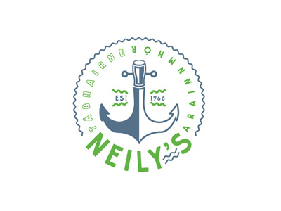 Neily's Logo anchor bar beer ireland logo nautical pub waves