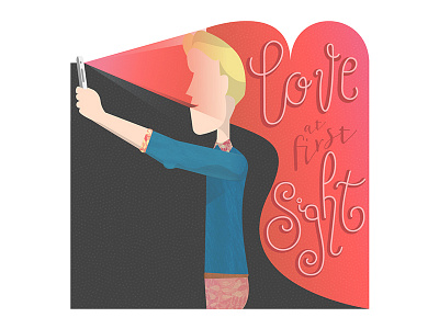 Love at first sight character design gradient illustration texture typo typography vector