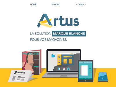 Artus website illustration logo magazine minimalist webdesign yellow