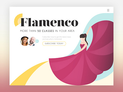 Flamenco classes landing page clean flamenco flat gradient illustration vector webdesign