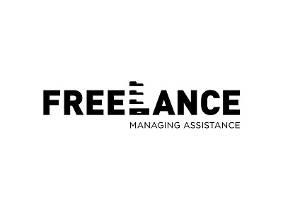 Freelance branding freelance identity logo management monochromatic negativespace simple typography