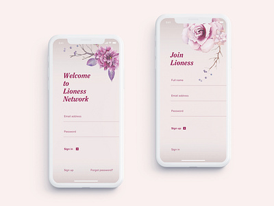 Sign up screen for mobile app app screen dailyui firstshot sign in sign up womens club