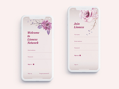 Sign up screen for mobile app