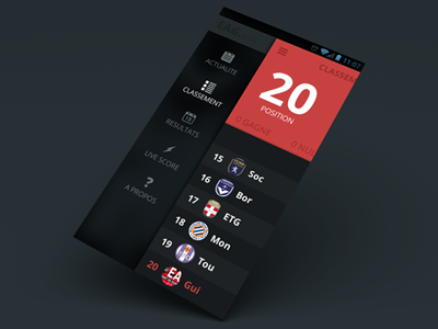 soccer app app flat football menu red soccer