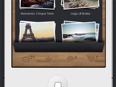 Iphone Menu Concept - animated gif album animated apple badge button comment concept fav flip france gallery gif ios iphone like menu notification paris photo pic picture texture white wood