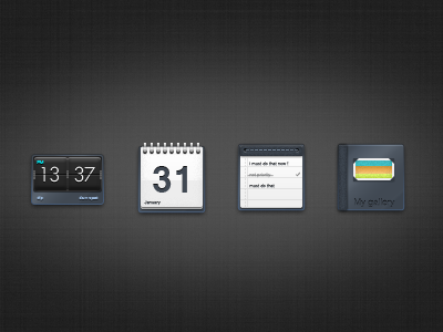 some icons of a set : alarm, calendar, task and gallery