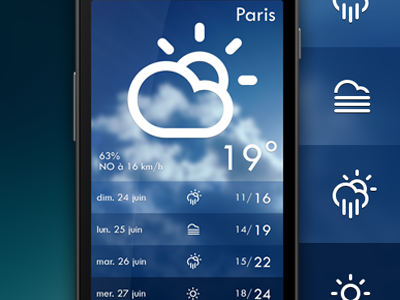 weather app android app celcius climacon climat cloud degree fahrenheit france humidity meteo skin sun temp weather wind