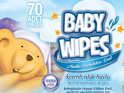 Baby Wipes baby characters illustration logo packaging wipes