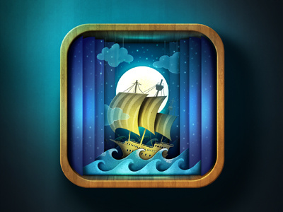 The Flying Dutchman icon illustration ios ipad iphone opera ship theater ui wagner