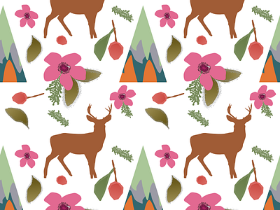SPRING MOUNTAINS buck print colorful print deer print floral print mountain scene mountainprint