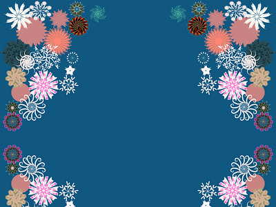 VECTOR FLORAL PRINT - MYKONOS BLUE floral border print floral patchwork graphic design mykonos blue vector florals