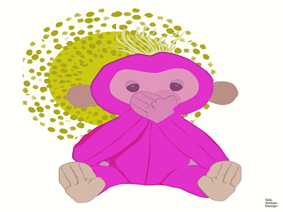 Summertime Monkey floral print flowers and monkeys monkey print pink monkey print summertime print