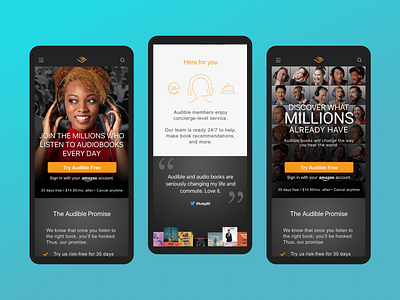 Audible - Mobile Landing Page app branding graphic design ui ux