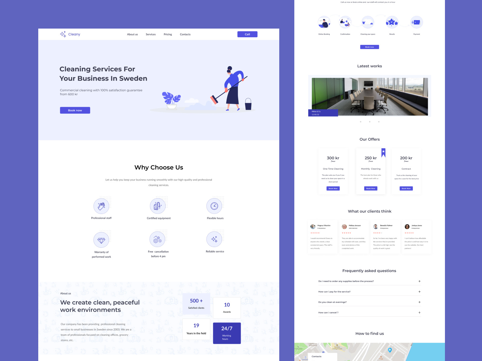Cleany landing page by Yelena Hambardzumyan on Dribbble