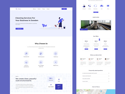 Cleany landing page cleaningservice commercialcleaning dailyui design dribbblers landing landingpage ui uiux ux webdesign
