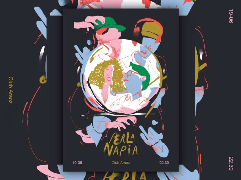 Perla Napia Flyer wacom social media sound color flyer rock pop music digital illustration