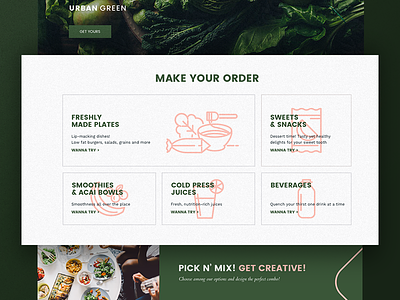 Urban green website digital eat fit food fresh health icons site ui ux web website