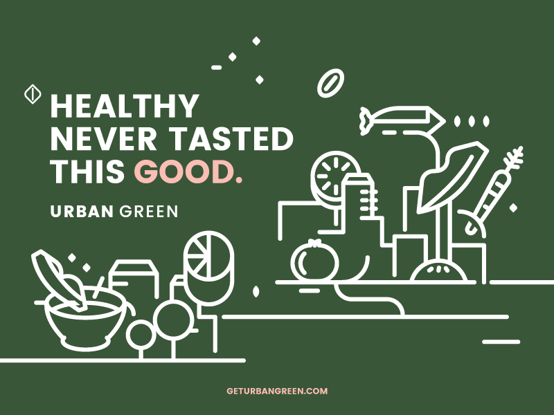Urban green branding website urban information illustration health green food fit digital branding