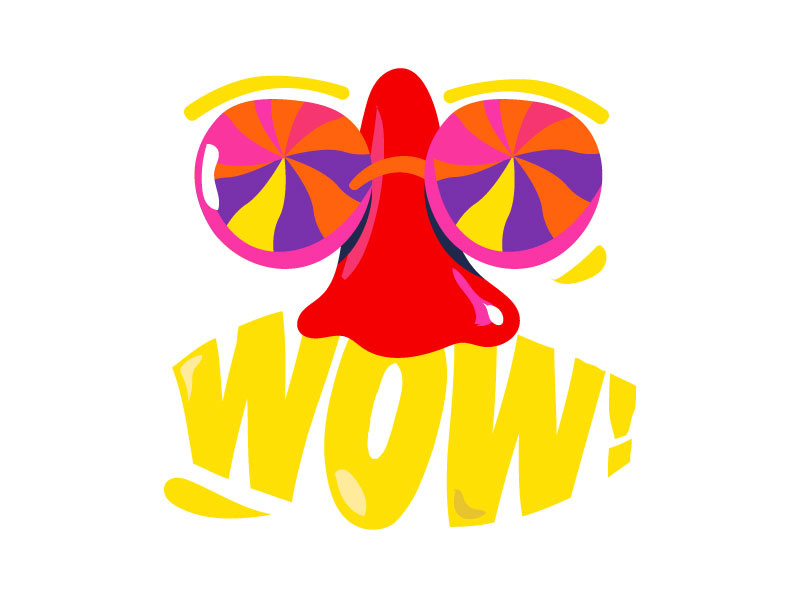 Lomics Psychedelic stickers wow glasses color psychedelic app lomics sticker illustration