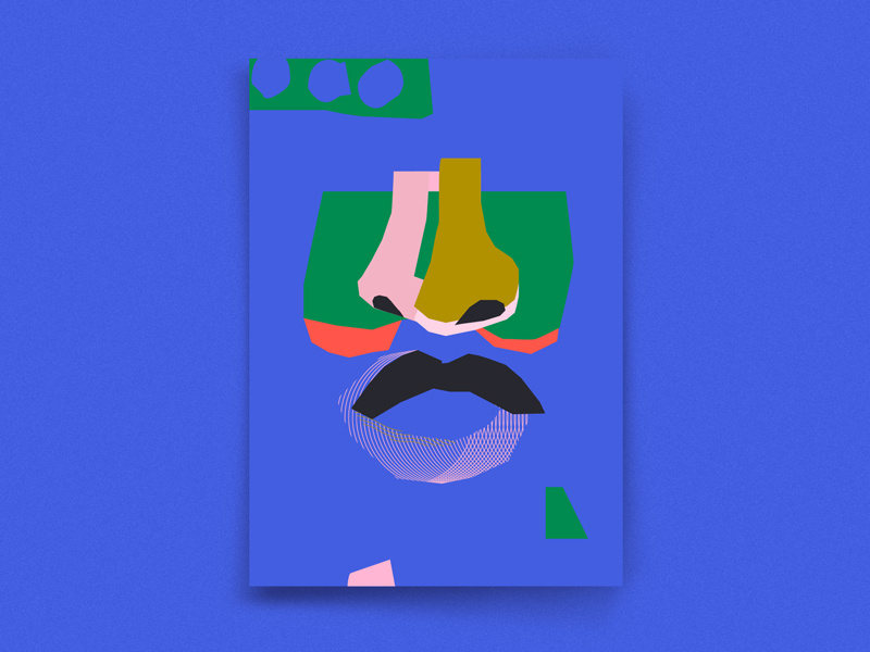 Shapes and faces geometric music color jazz abstract poster illustration