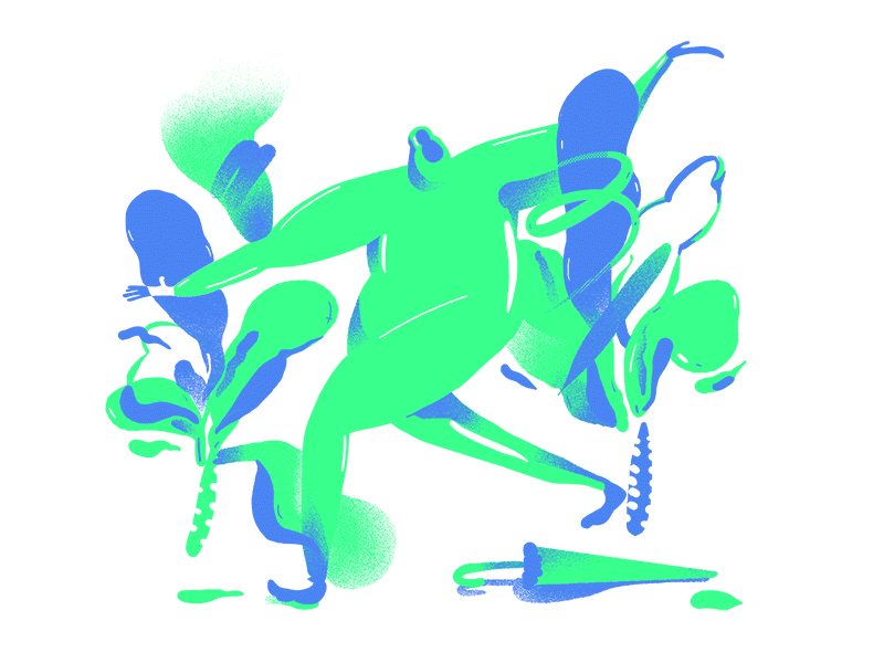 Rainy monkey / Color testing motion animal draw organic color monkey doodle illustration