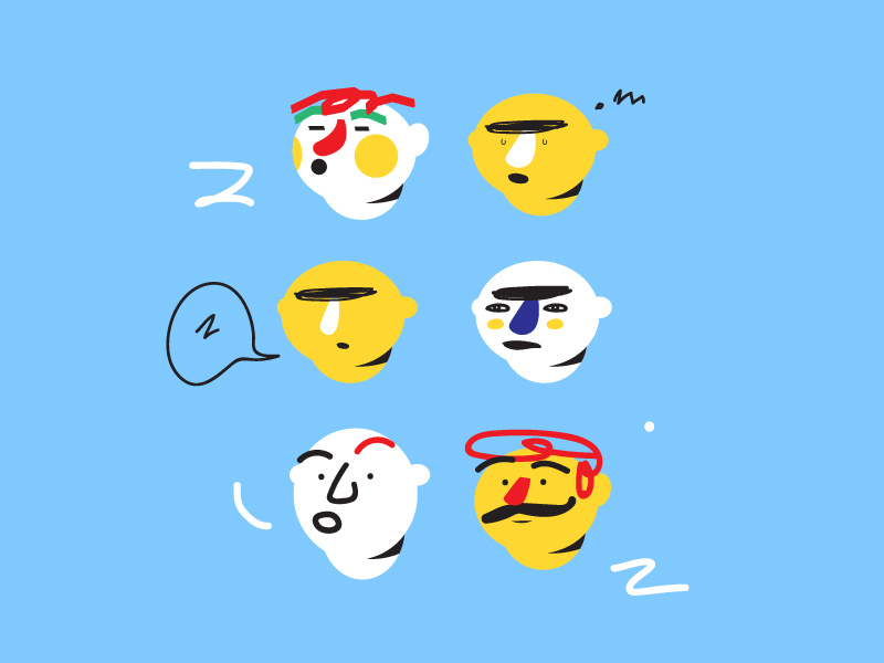 Character studies - YoYen gestures design color graphics expression face animation character illustration