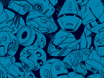 Dismembered Bot Head Pattern design illustration pattern robots sci fi