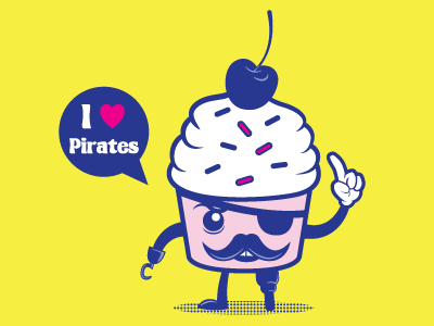 I Love Pirates cupcake cute moustache pirate t shirt