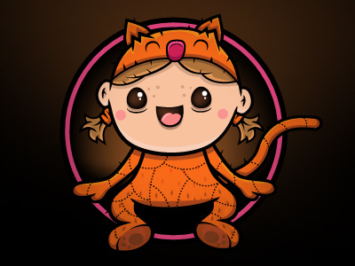 Tiger Tiger cat catsuit cute ginger girl orange pigtails