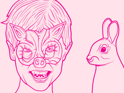 Rabbit Punch child mask pink rabbit scary