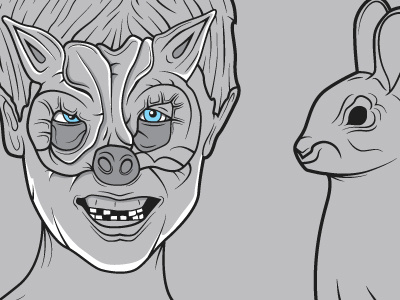 Rabbit Punch Wip blue child grey mask rabbit scary