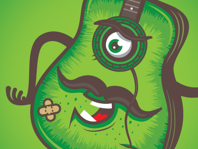 Guitar Chap cyclops moustache eyeball green guitar smiling