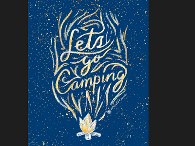 Let’s go Camping campfire camping handlettering illustration lettering procreate