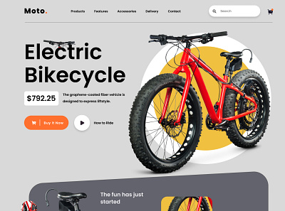 Electric bikecycle website Homepage 3d animation branding graphic design logo motion graphics ui